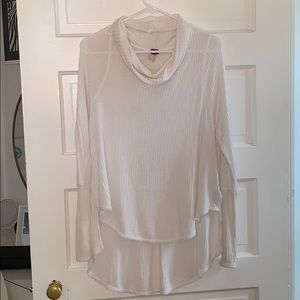 Waffle knit high low sweater